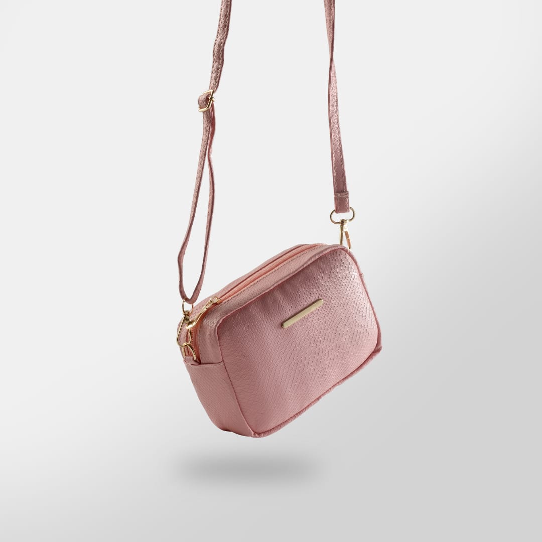 Mini Snakeskin Square Bag - Color Pink